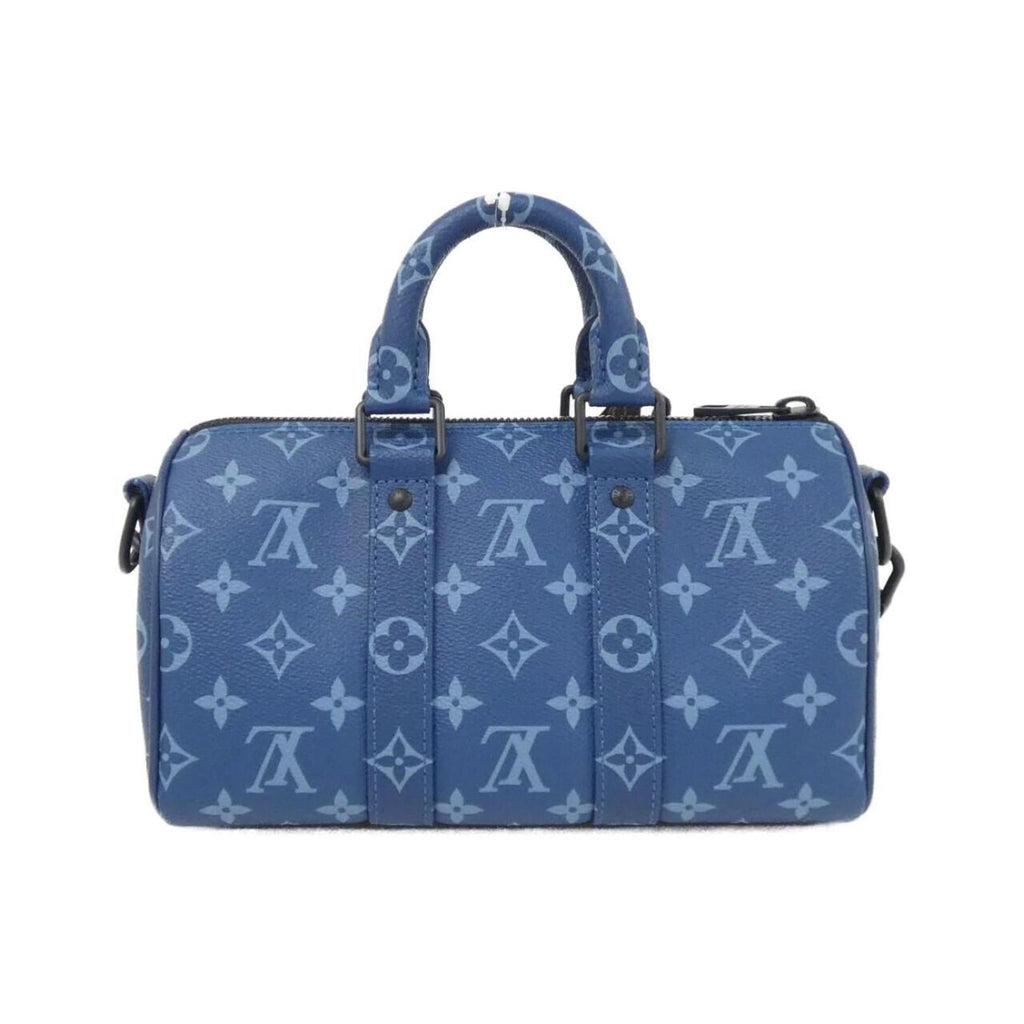 Louis Vuitton Blue Coated Canvas Boston Bag