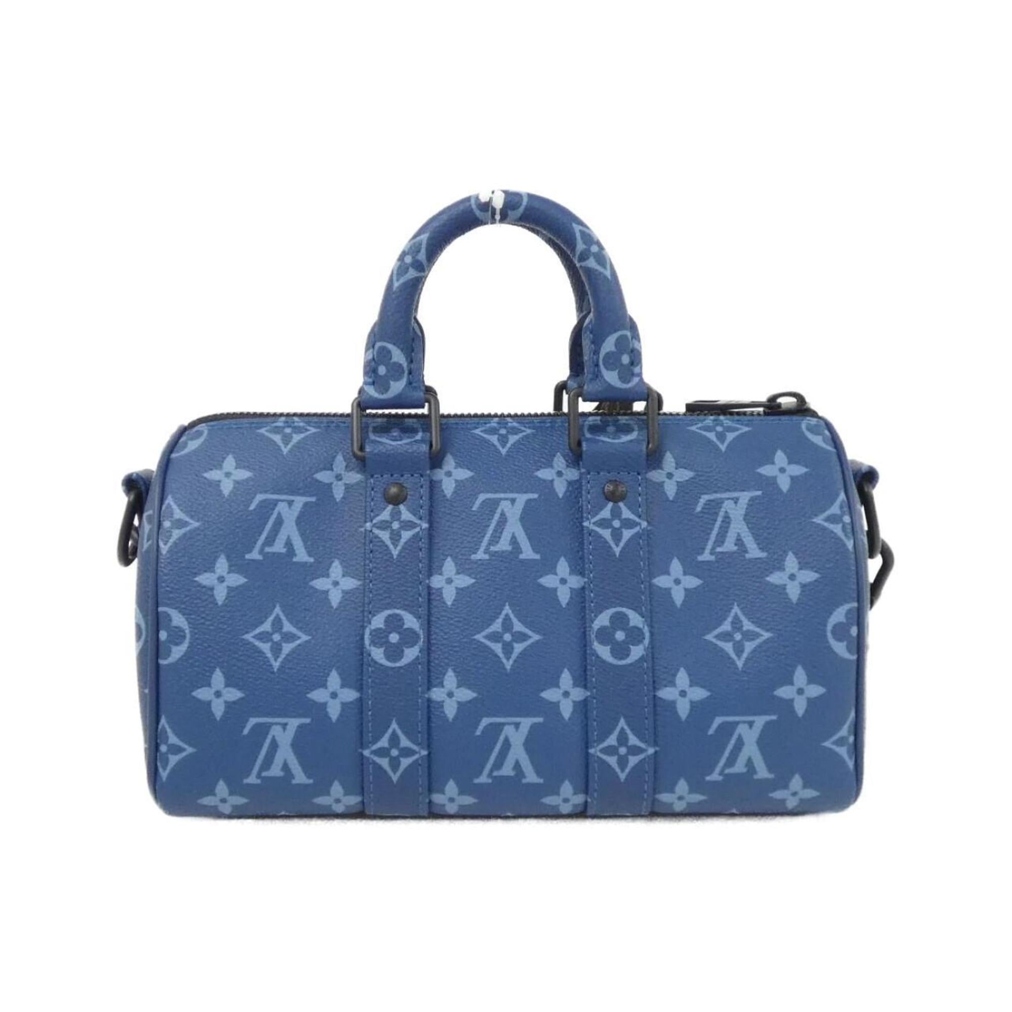 Louis Vuitton Blue Coated Canvas Boston Bag