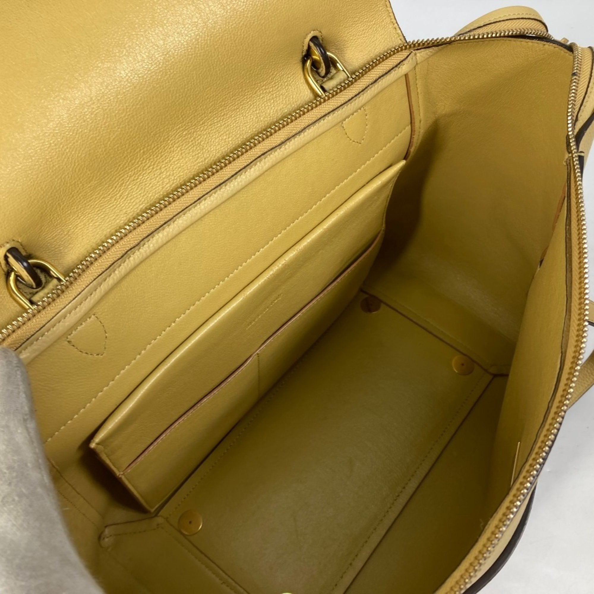 Celine Yellow Leather Shoulder Bag