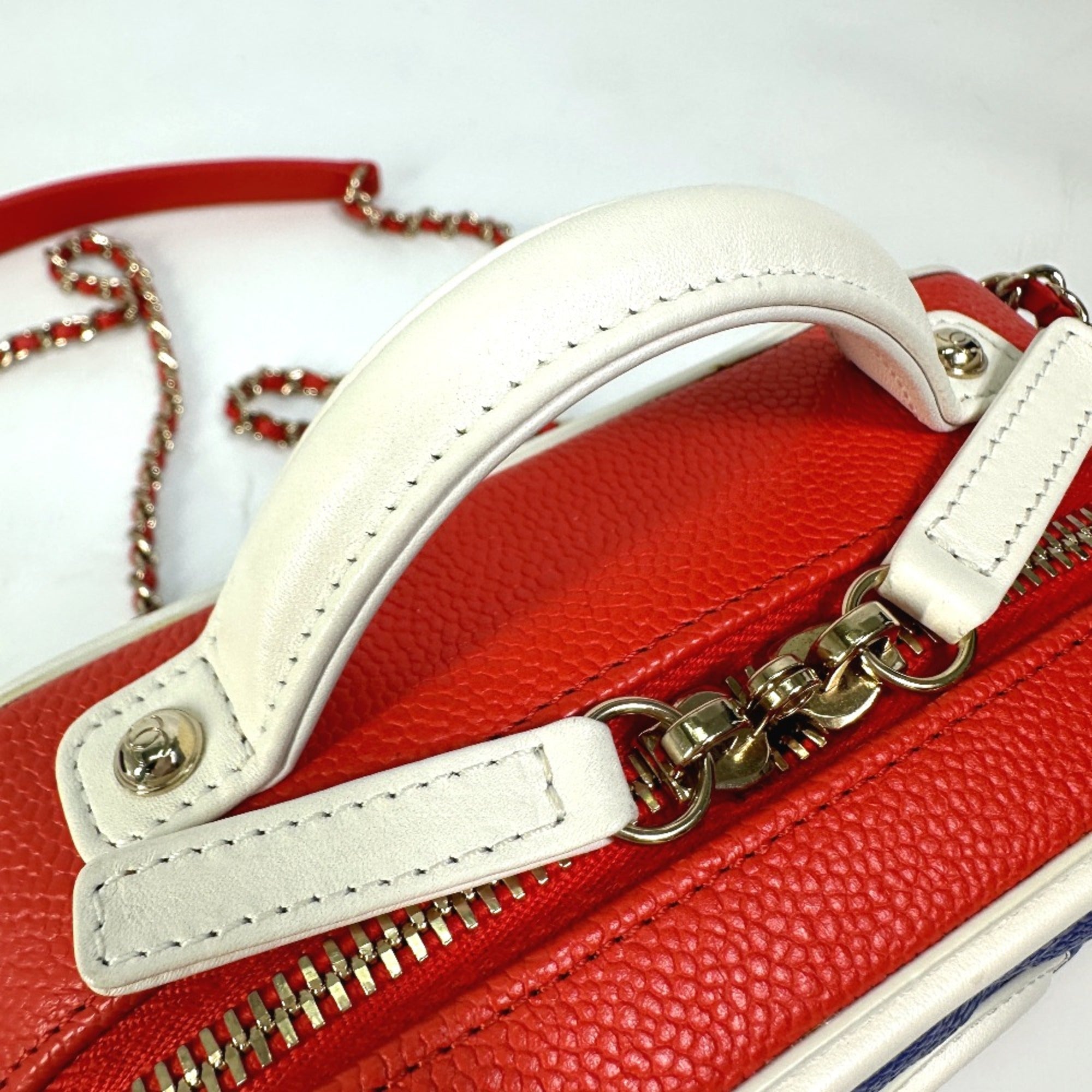Chanel Red Leather Shoulder Bag