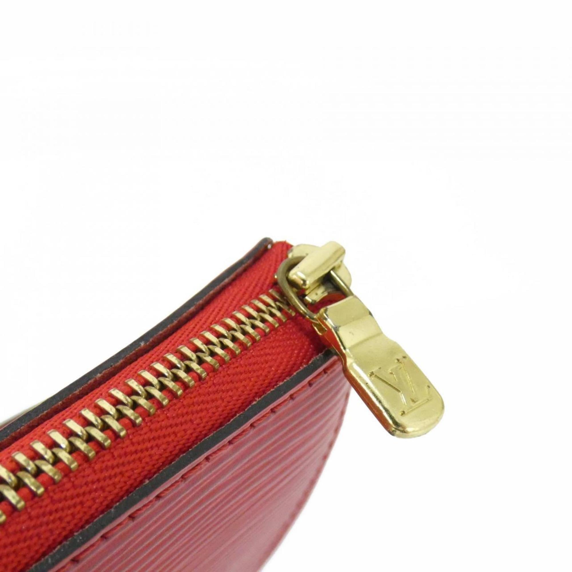 Louis Vuitton Red Color Leather Pochette Pouch