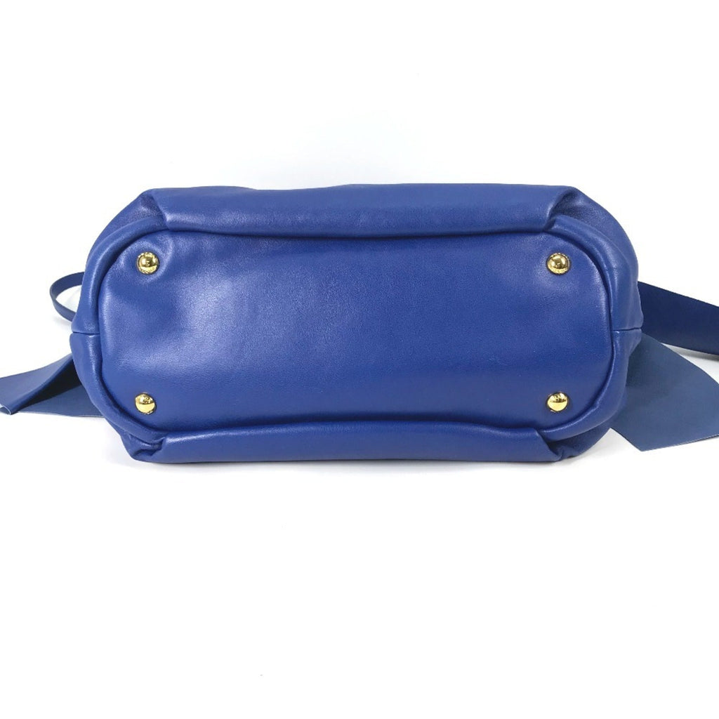 Prada Blue Leather Handbag Shoulder Bag Tote Bag