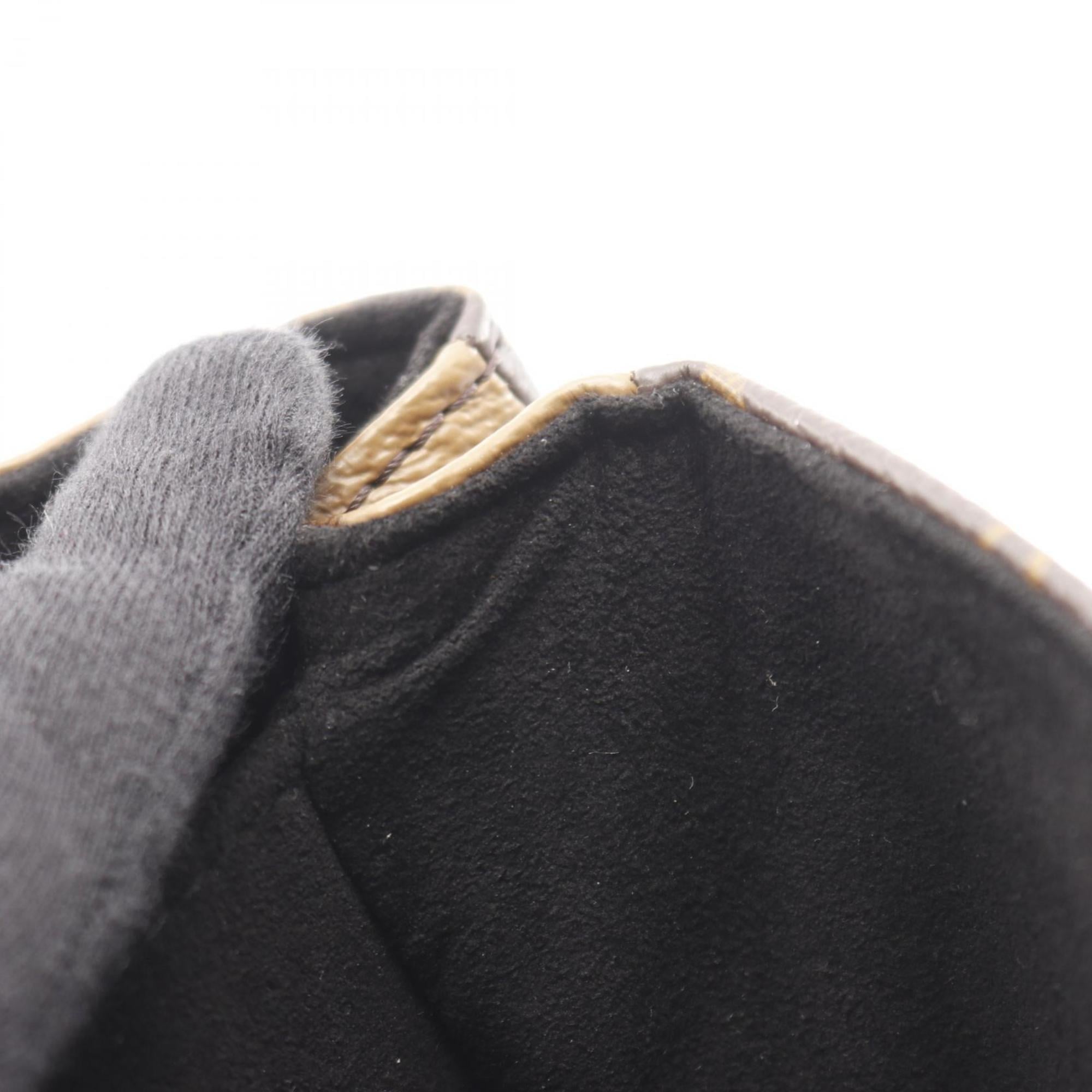 Louis Vuitton Black Brown Coated Canvas Leather Handbag Pochette