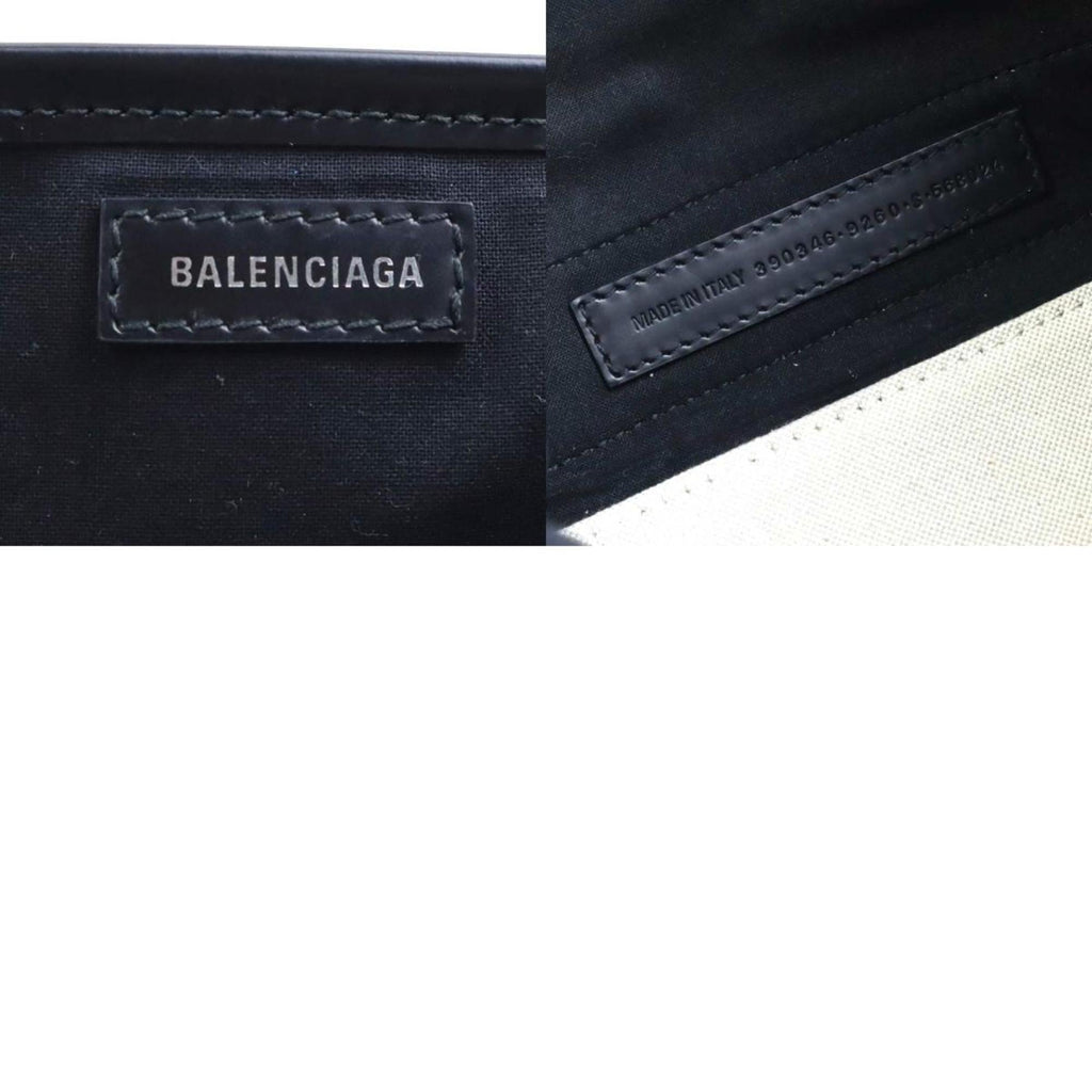 Balenciaga Black Ivory Canvas Leather Hand
