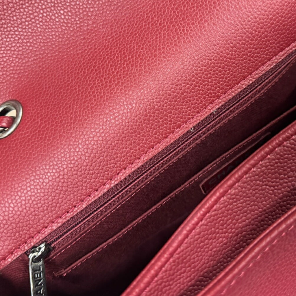 Chanel Matelasse Red Color Leather Shoulder Bag