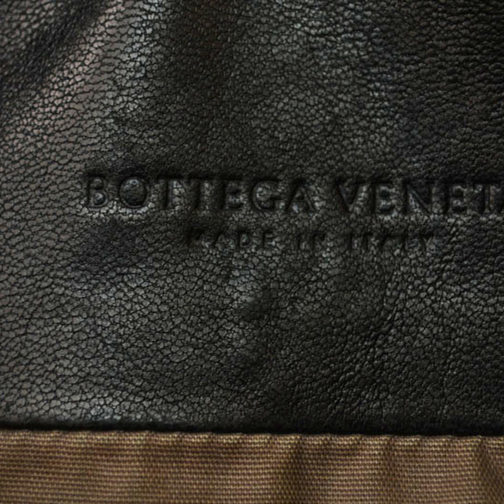 Bottega Veneta Black Gray Leather Messenger Bag Shoulder Bag