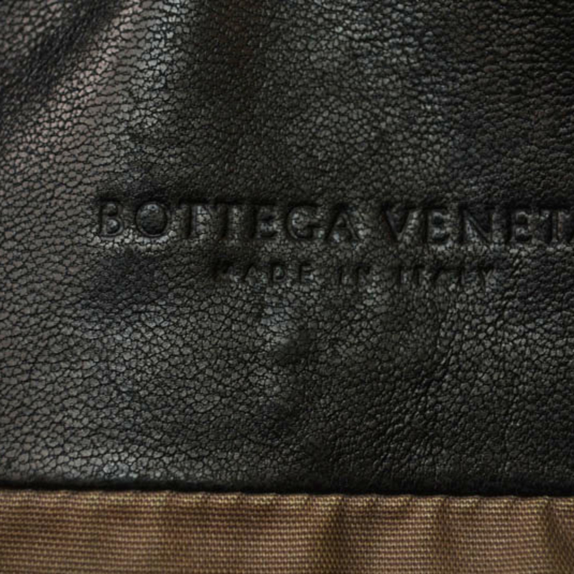 Bottega Veneta Black Gray Leather Messenger Bag Shoulder Bag