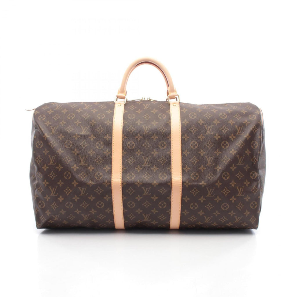 Louis Vuitton Brown Coated Canvas Leather Boston Bag Handbag