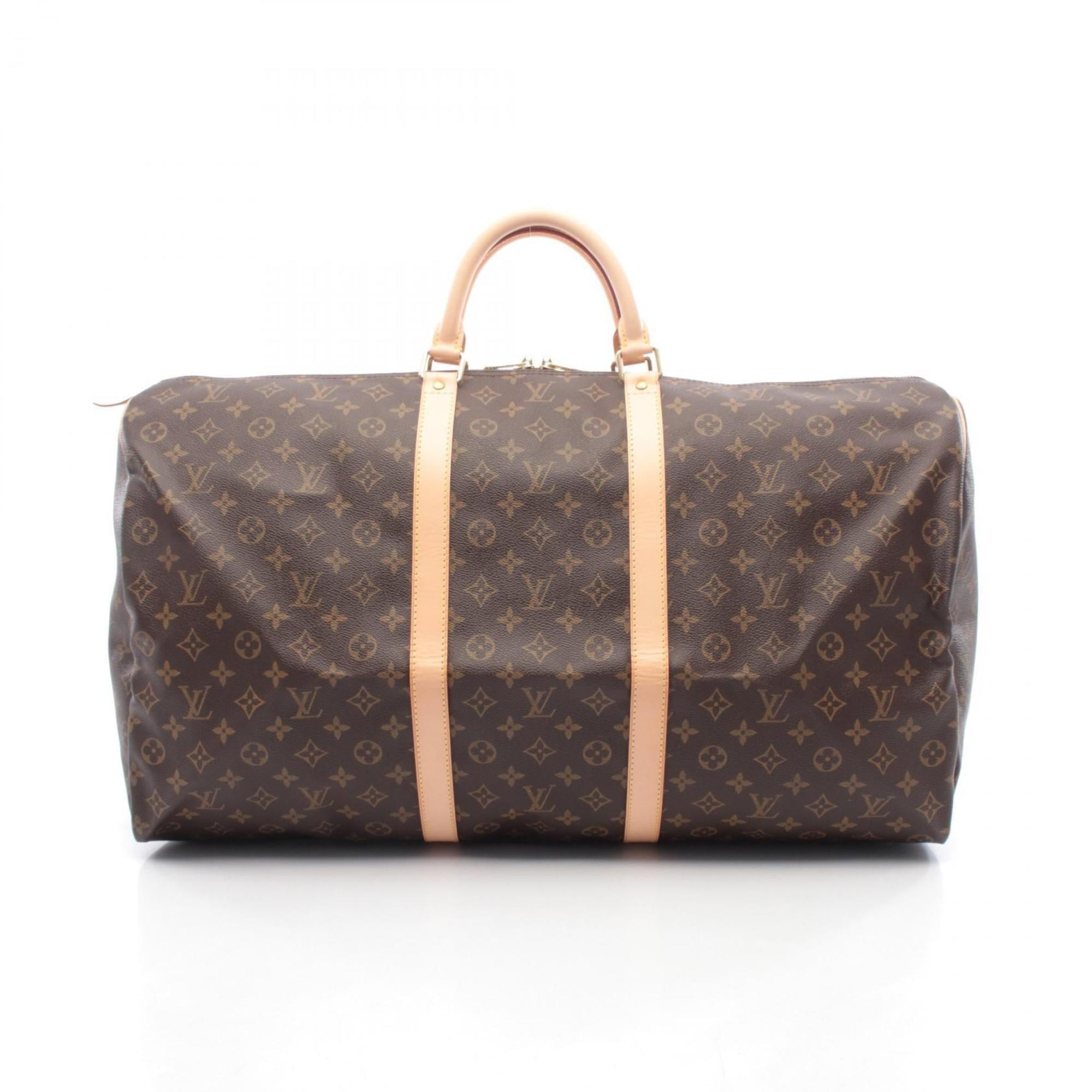 Louis Vuitton Brown Coated Canvas Leather Boston Bag Handbag
