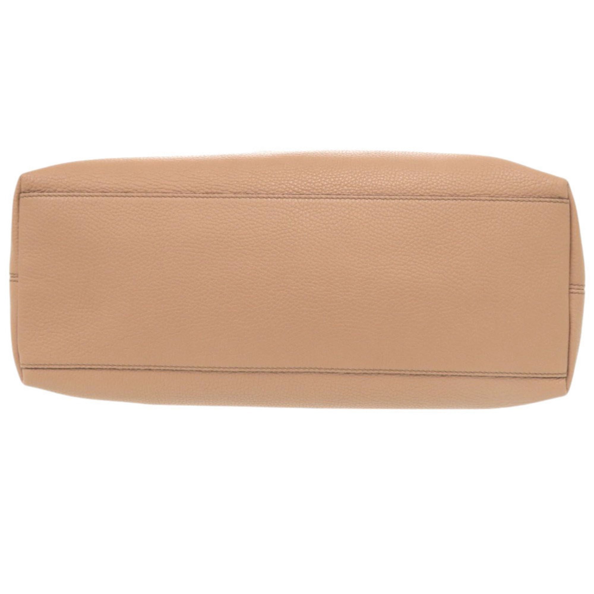 Gucci Beige Leather Shoulder Bag Tote Bag (Pre-Owned)