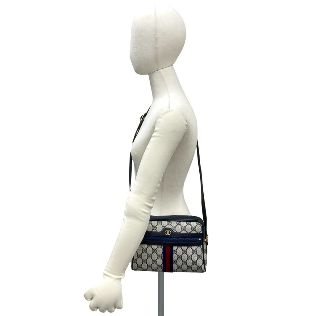 Gucci Navy Red Color Pvc Leather Shoulder Bag (Pre-Owned)