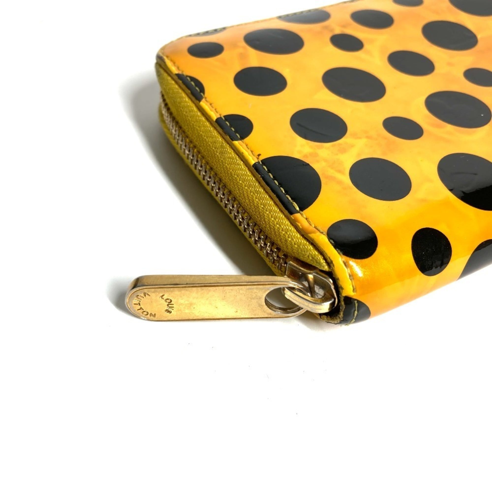 Louis Vuitton Dot Infinity (Yayoi Kusama) Black Yellow Patent Leather Long Wallet
