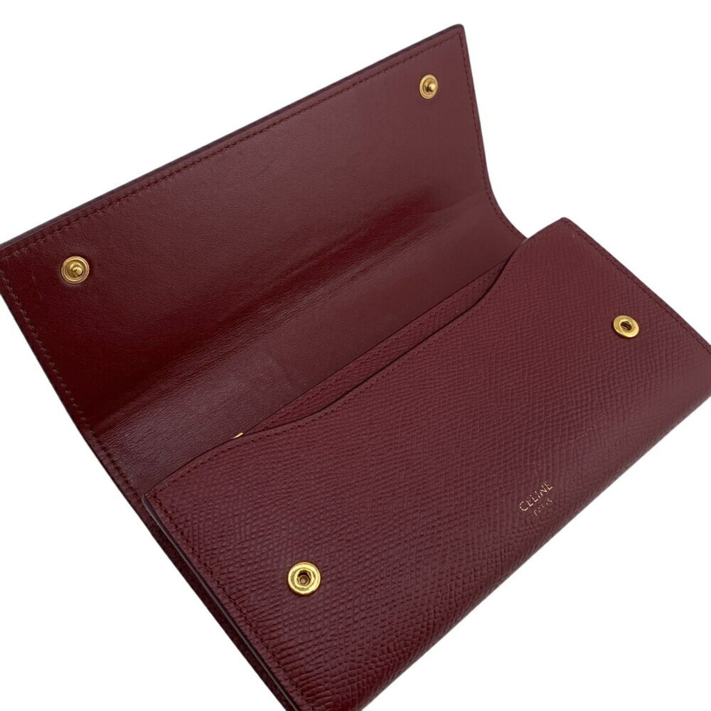 Celine Bordeaux Leather Long Wallet (Bi-Fold)