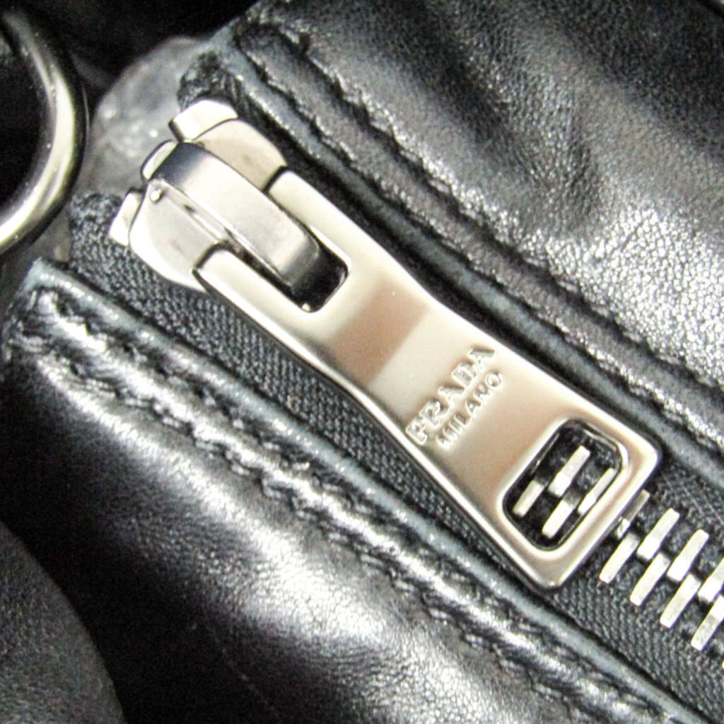 Prada Convertible Double Tote Nappa Leather And Tessuto Black Nylon Handbag