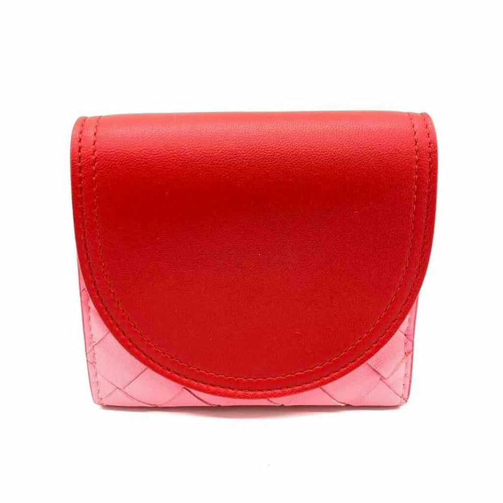 Bottega Veneta Pink Red Color Leather Wallet (Bi-Fold)
