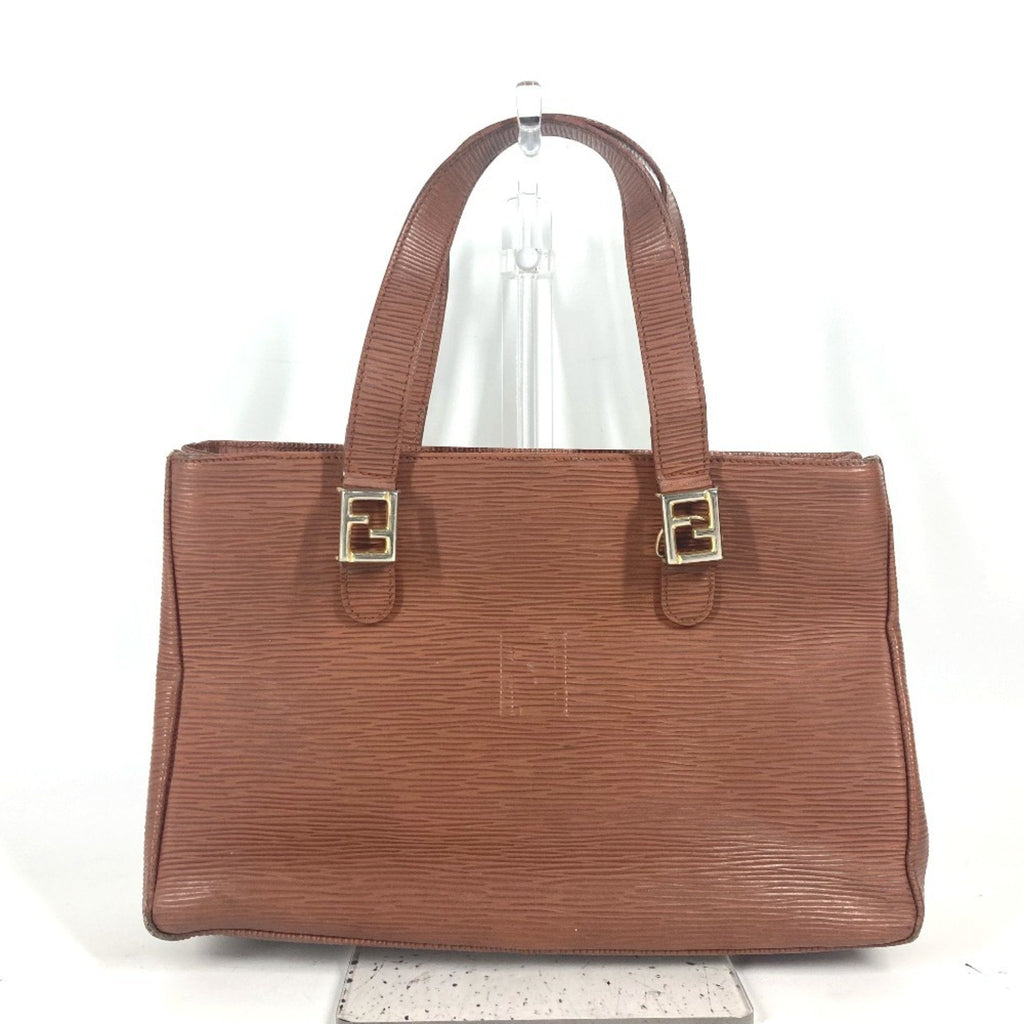 Fendi Brown Leather Handbag Shoulder Bag Tote Bag