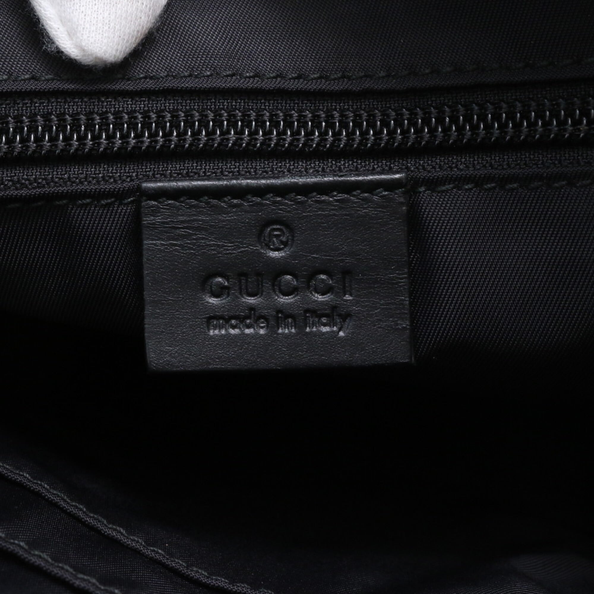 Gucci Black Navy Leather Coated Canvas Messenger Bag Shoulder Bag (Pre-Owned)