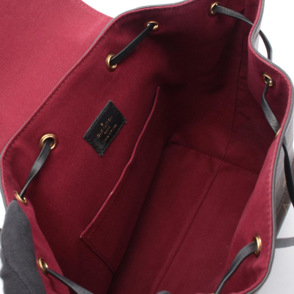 Louis Vuitton Black Brown Coated Canvas Monogram Leather Backpack Handbag