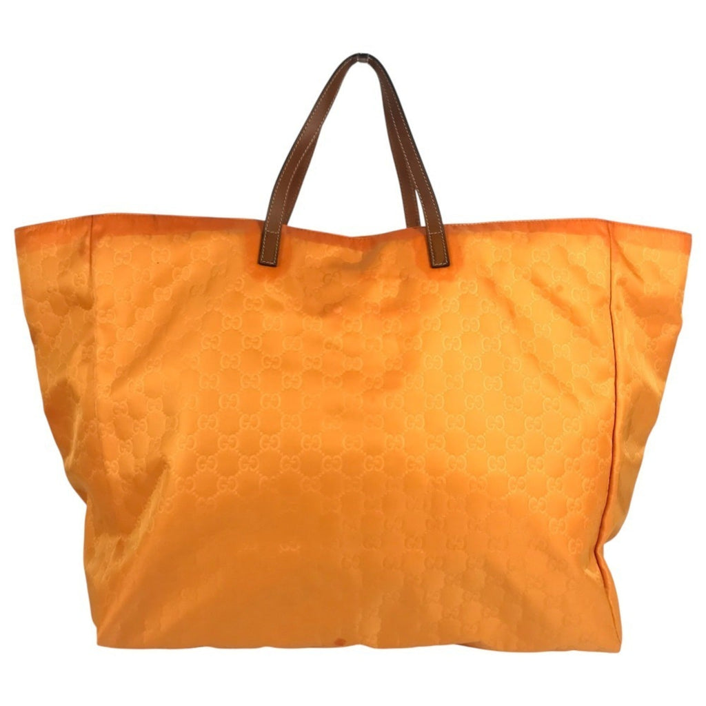 Gucci Orange Nylon Leather Handbag Tote Bag (Pre-Owned)