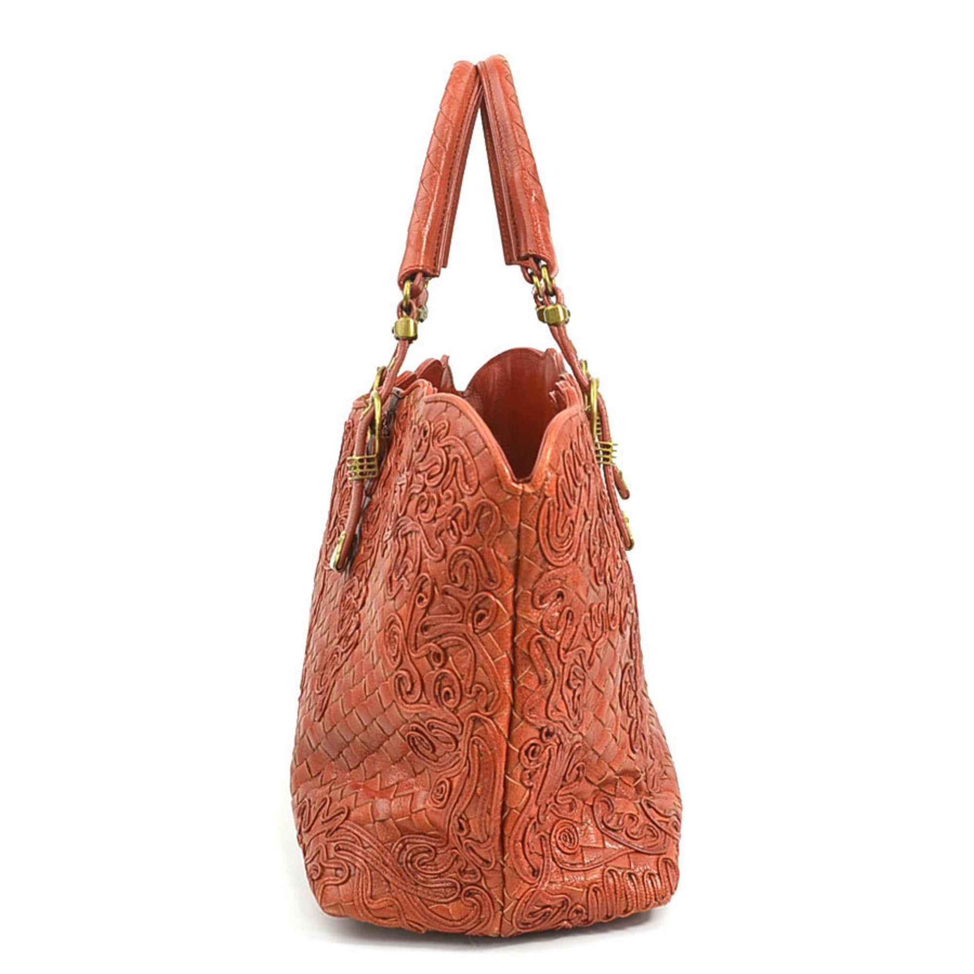 Bottega Veneta Brown Orange Intrecciato Handbag