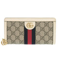 Gucci Gg Supreme Beige White Gg Supreme Leather Long Wallet (Bi-Fold) (Pre-Owned)
