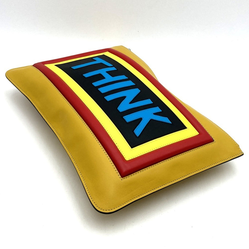Fendi Yellow Leather Clutch Bag