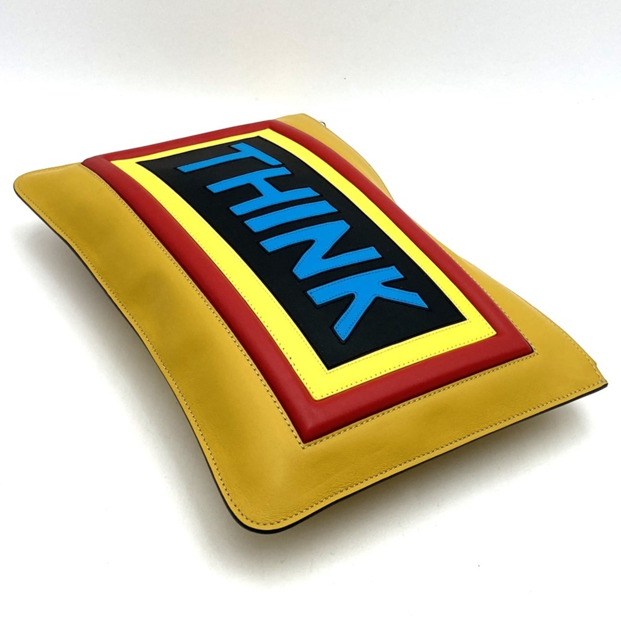 Fendi Yellow Leather Clutch Bag