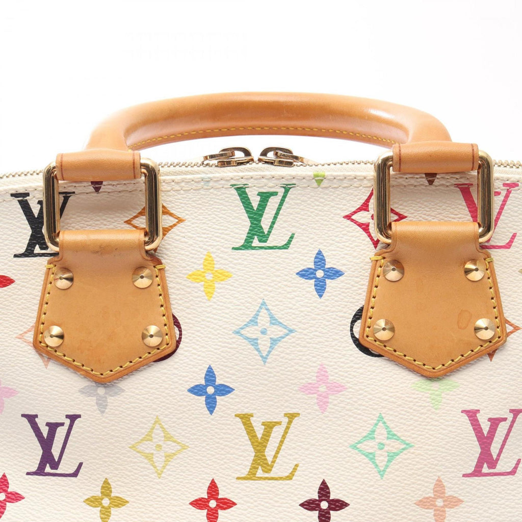 Louis Vuitton Blanc White Coated Canvas Leather Handbag
