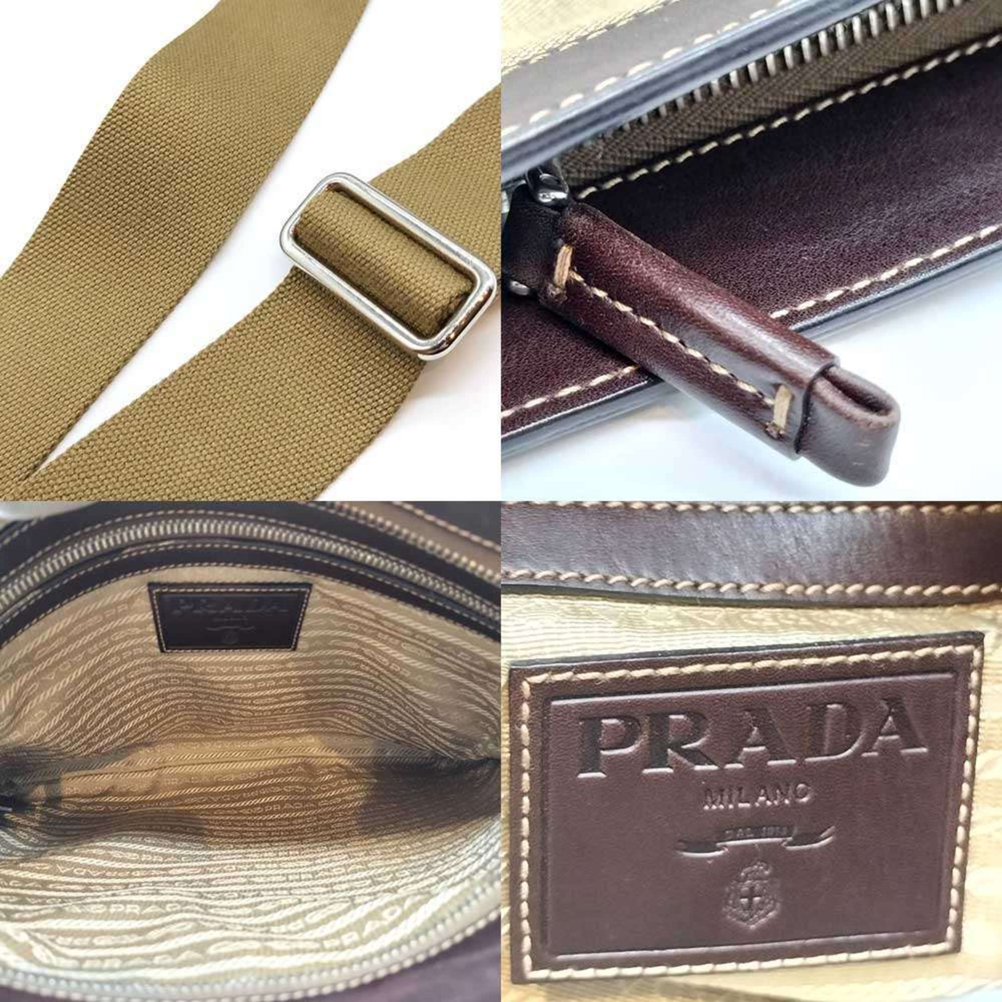 Prada Brown Jacquard Shoulder Bag