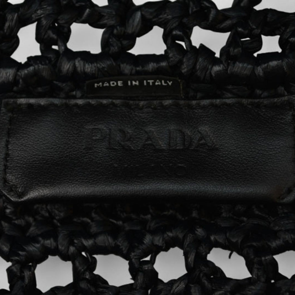 Prada Black Straw Tote Bag
