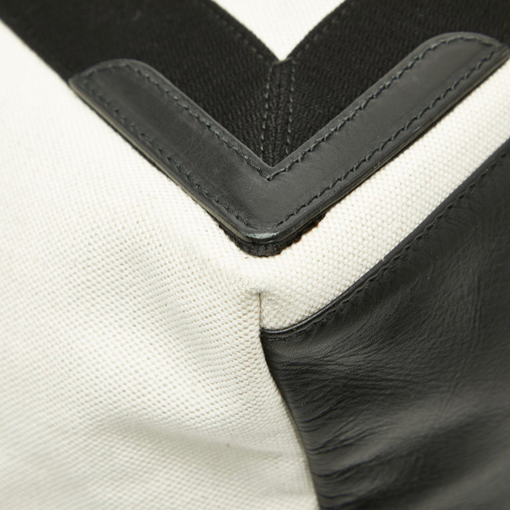 Balenciaga Black White Canvas Leather Handbag Tote