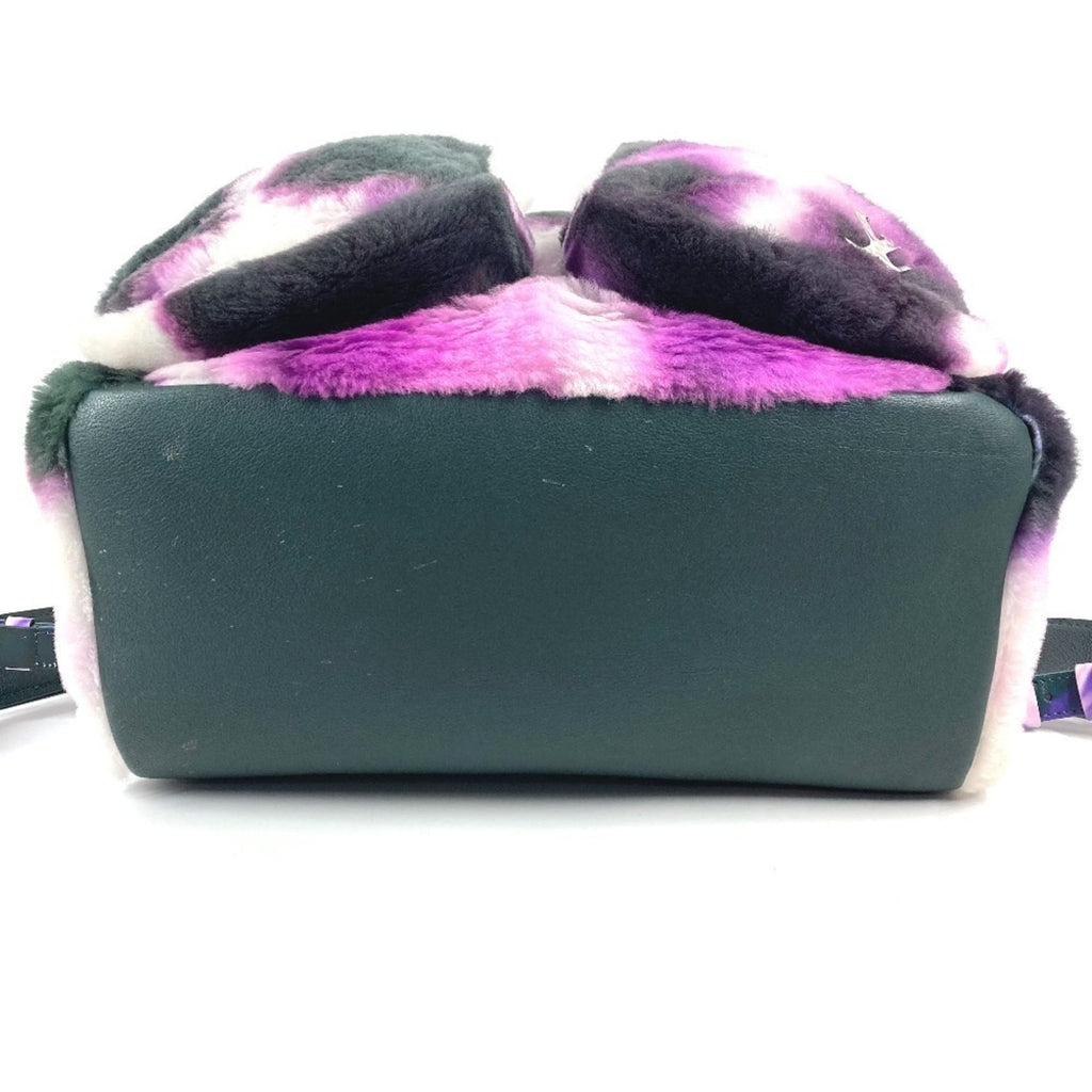 Louis Vuitton Black Purple White Fur Leather Backpack