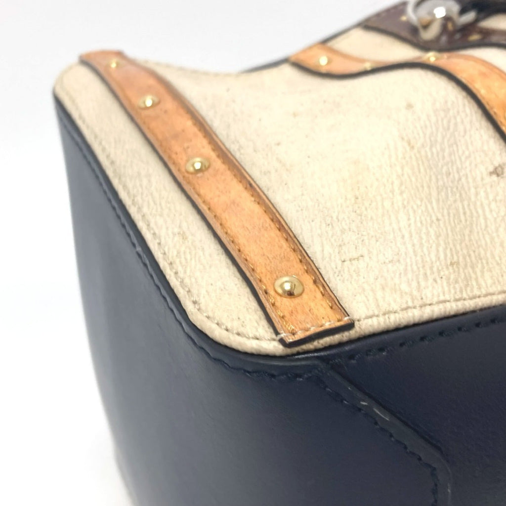 Louis Vuitton Beige Black Leather Handbag
