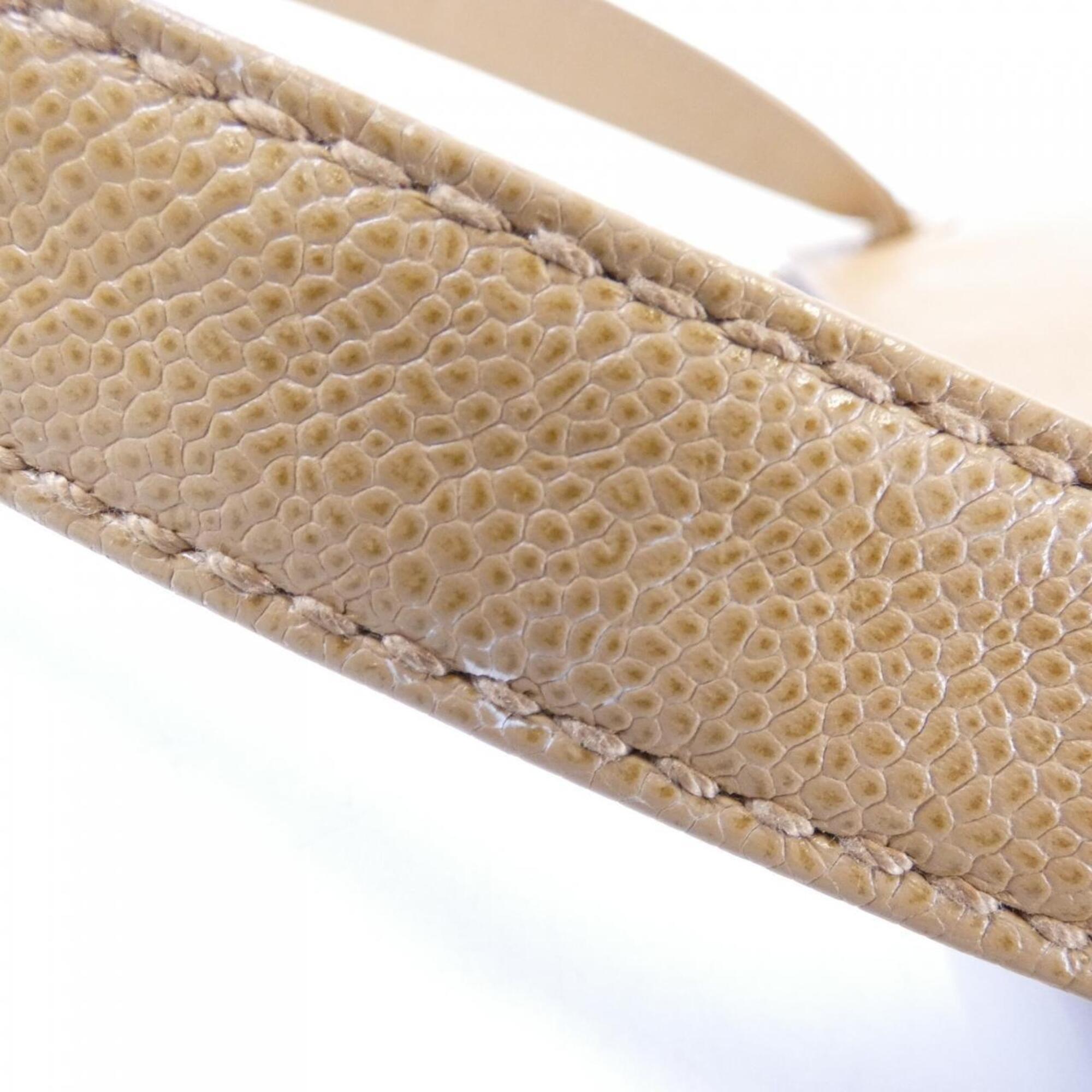 Chanel Beige Grained Calfskin Shoulder Bag