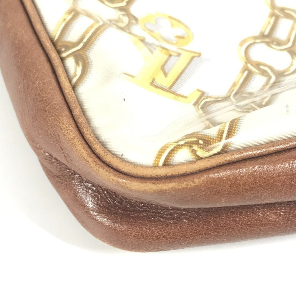 Louis Vuitton Brown White Vinyl Leather Handbag Pouch Shoulder Bag