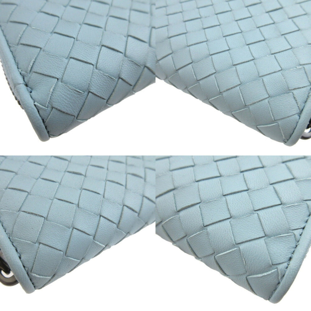 Bottega Veneta Light Blue Leather Long Wallet (Bi-Fold)