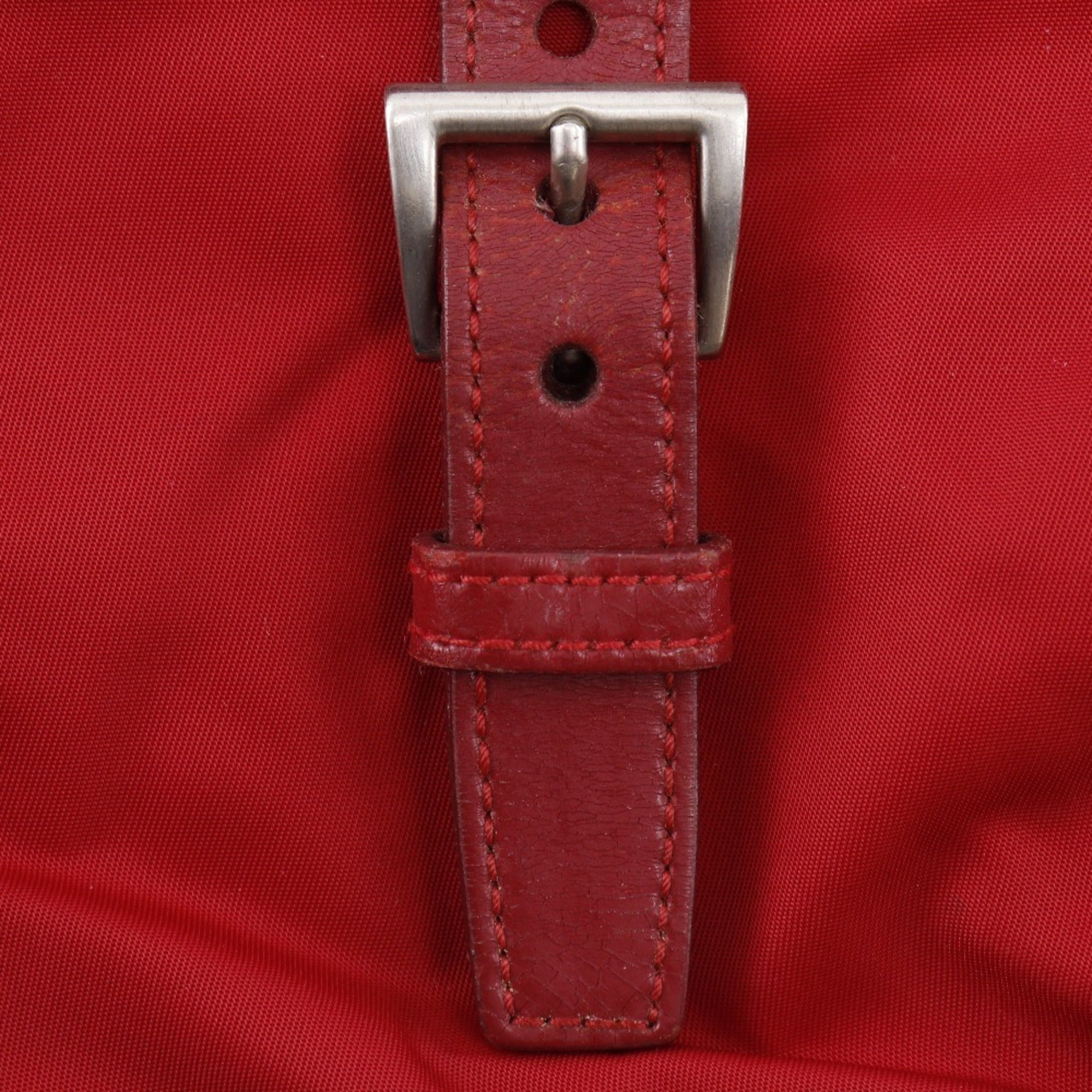 Prada Red Color Nylon Shoulder Bag