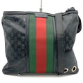 Gucci Gg Imprimé Black Canvas Leather Shoulder Bag (Pre-Owned)