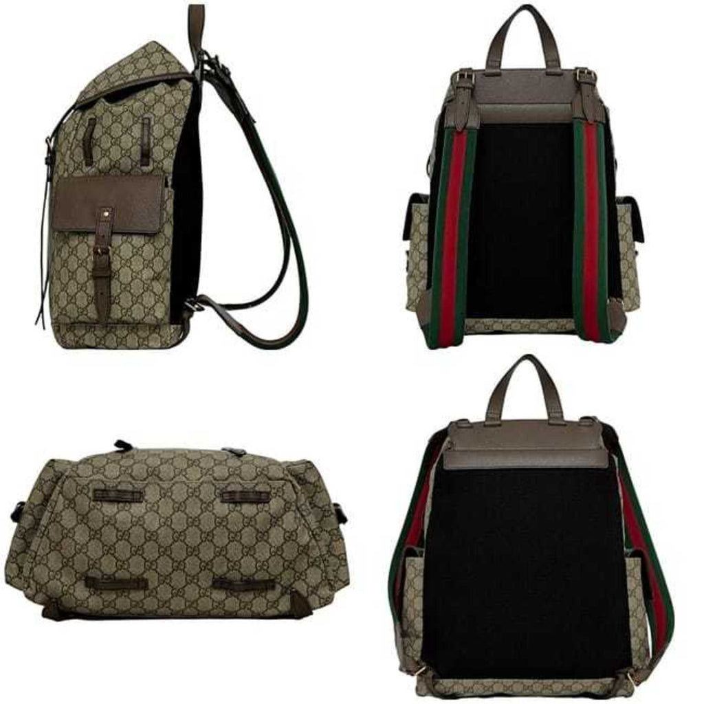 Gucci Sherry Line Beige Brown Gg Supreme Backpack (Pre-Owned)