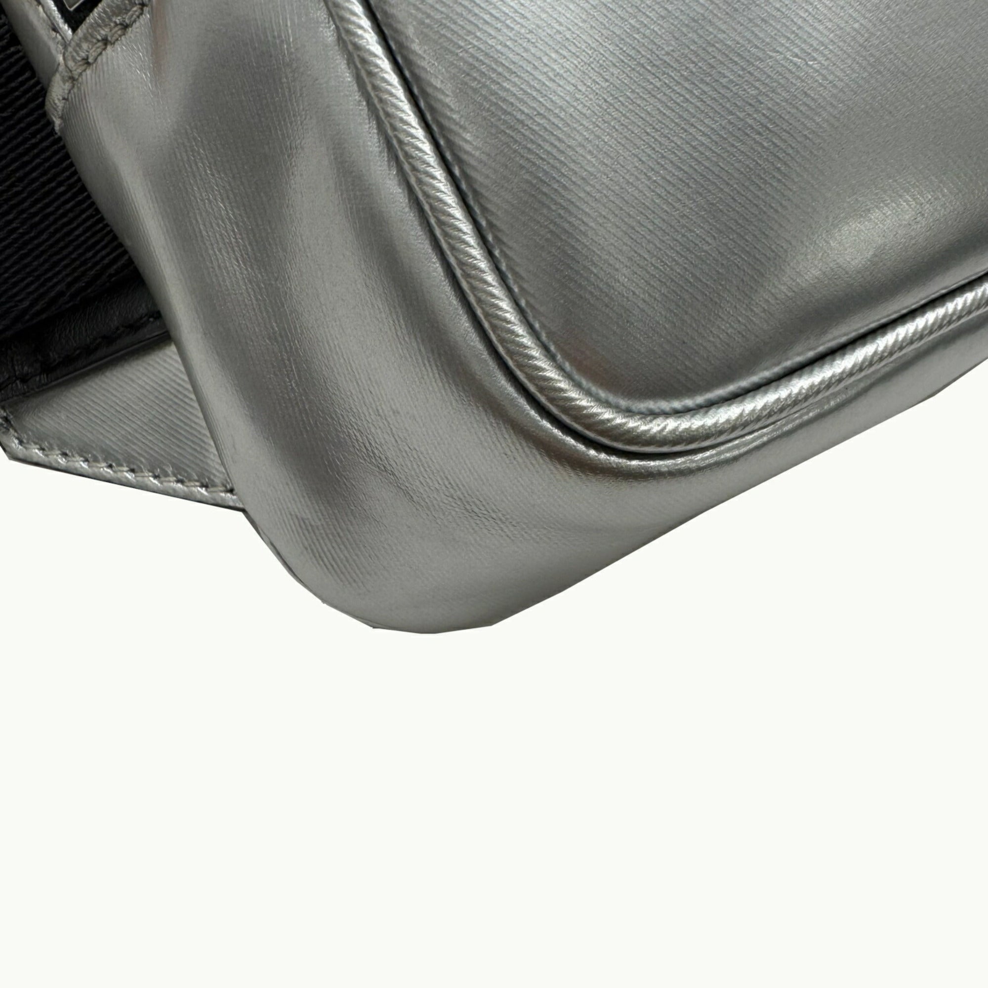 Burberry Metallic Silver Canvas Leather Shoulder Bag Sling Bag