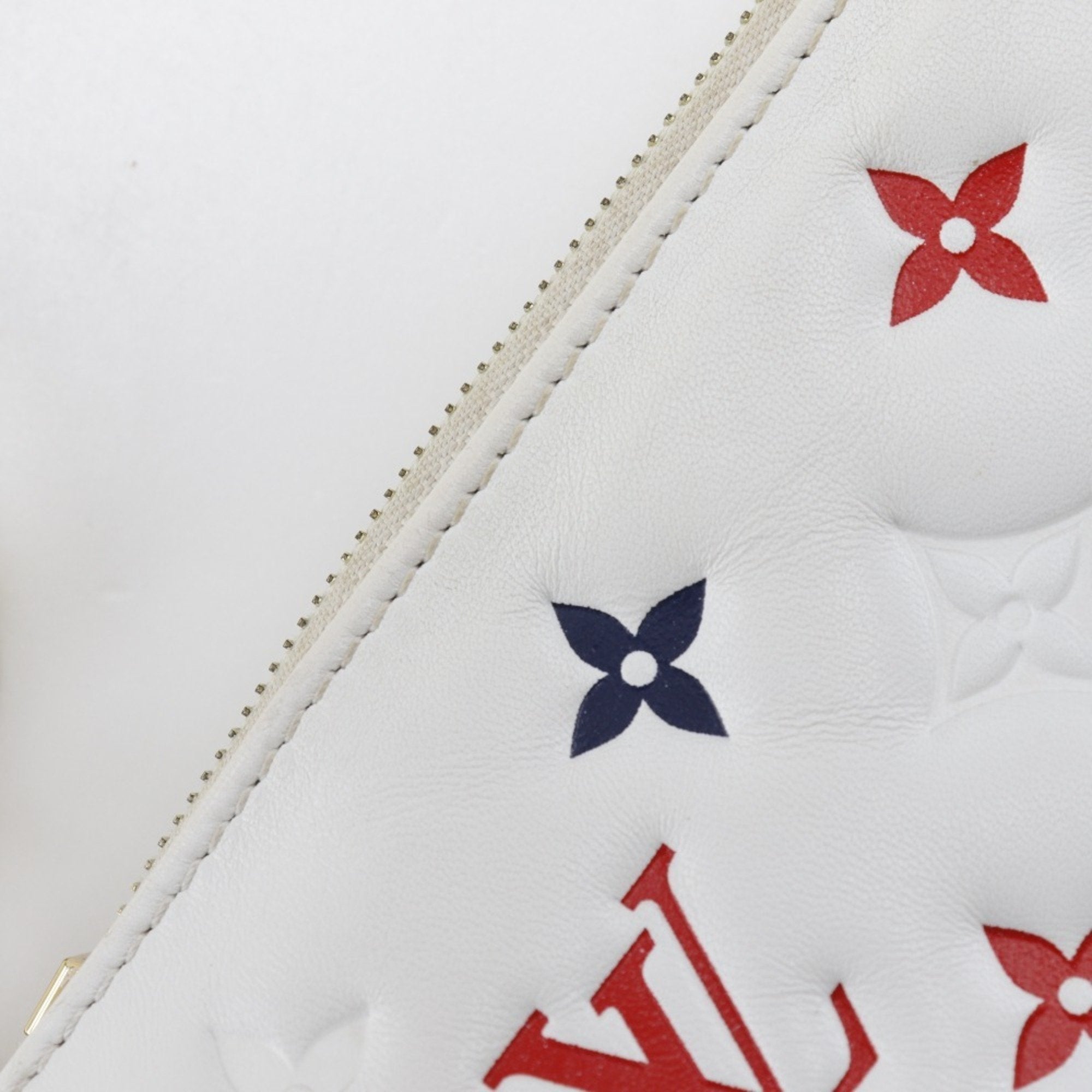 Louis Vuitton Navy Red Color White Leather Shoulder Bag