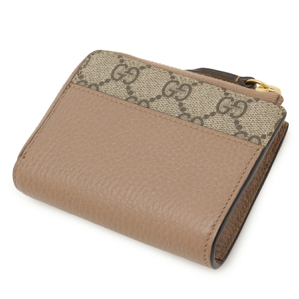Gucci Gg Supreme Beige Pink Beige Gg Supreme Leather Coin Purse/Coin Case (Pre-Owned)