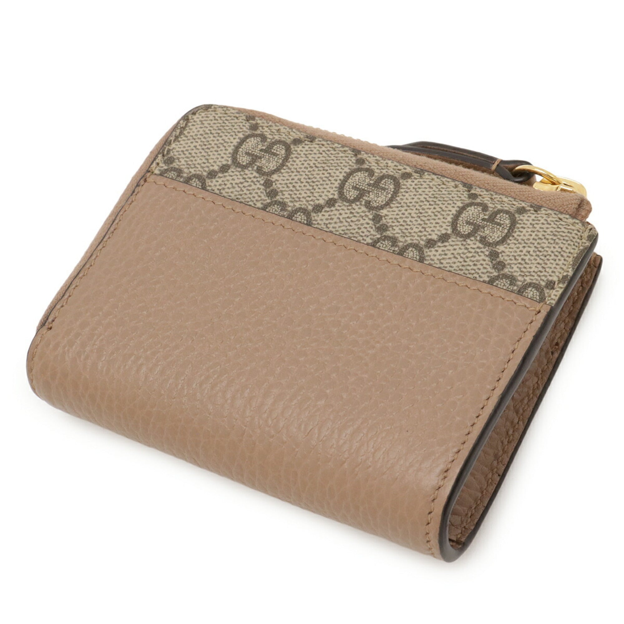 Gucci Gg Supreme Beige Pink Beige Gg Supreme Leather Coin Purse/Coin Case (Pre-Owned)