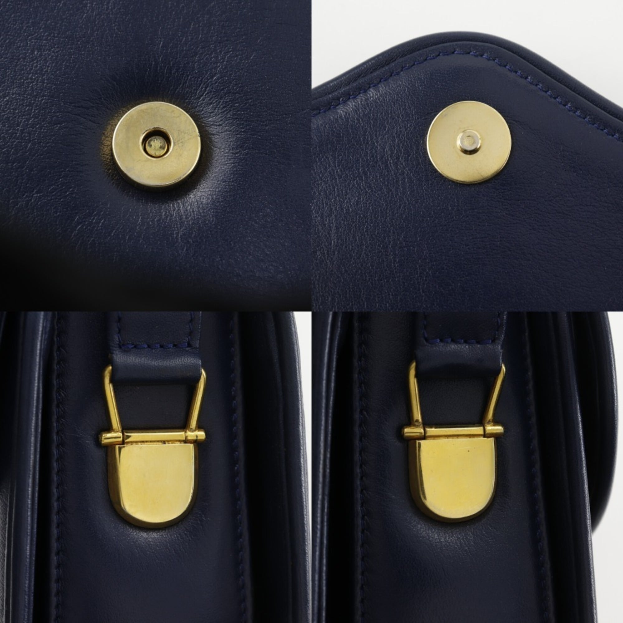 Gucci Navy Leather Shoulder Bag (Pre-Owned)