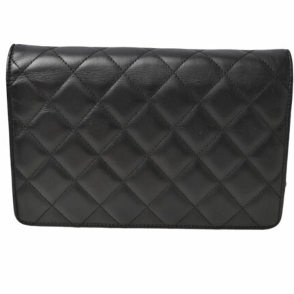 Chanel Black Leather Chain/Shoulder Wallet