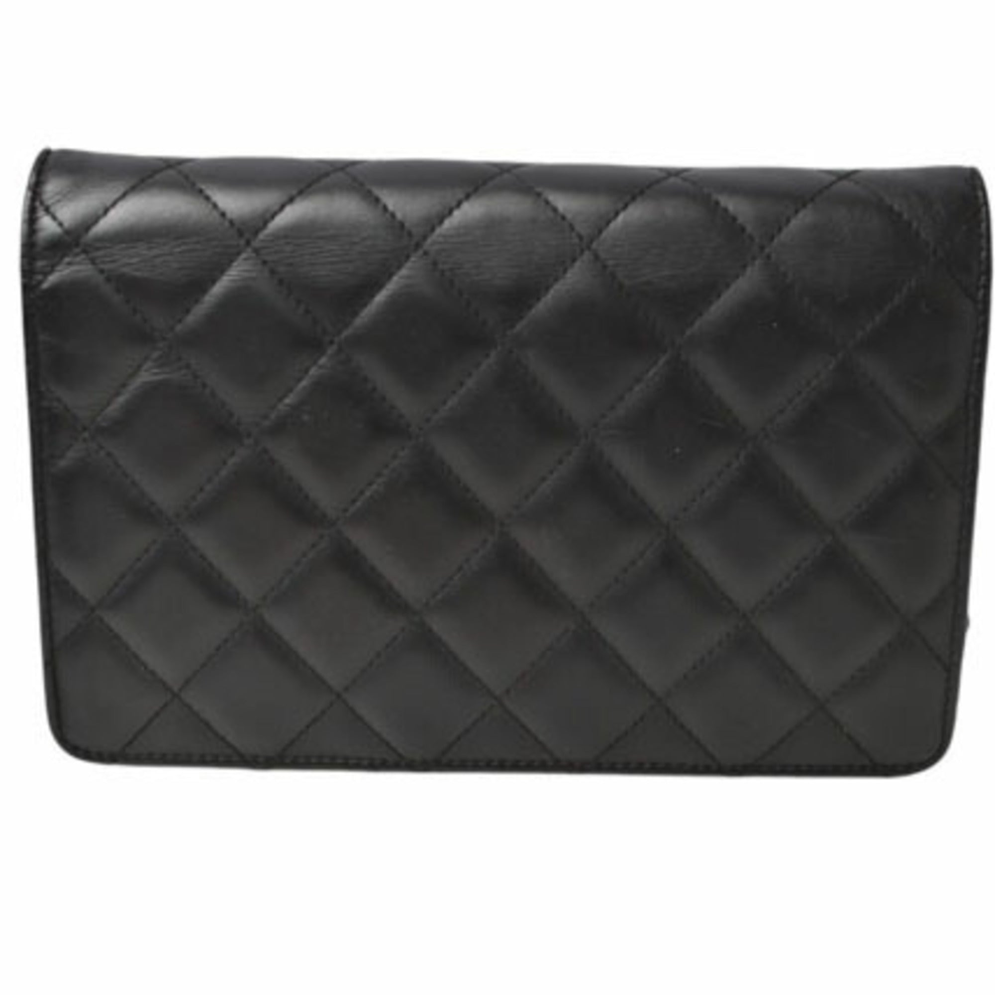 Chanel Black Leather Chain/Shoulder Wallet