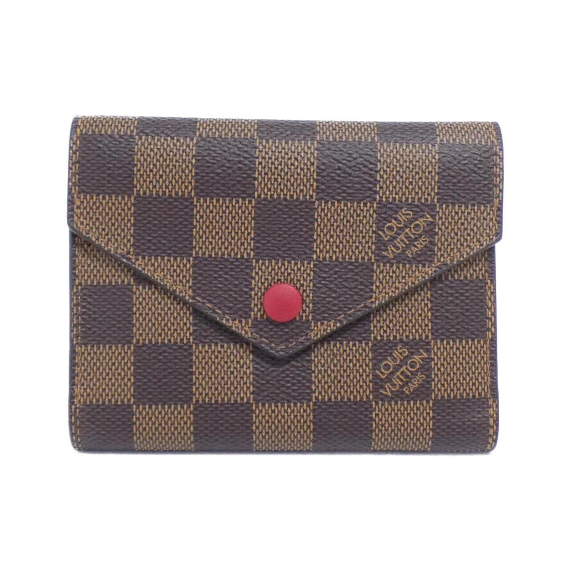 Louis Vuitton Ebene Rouge Coated Canvas Wallet (Tri-Fold)