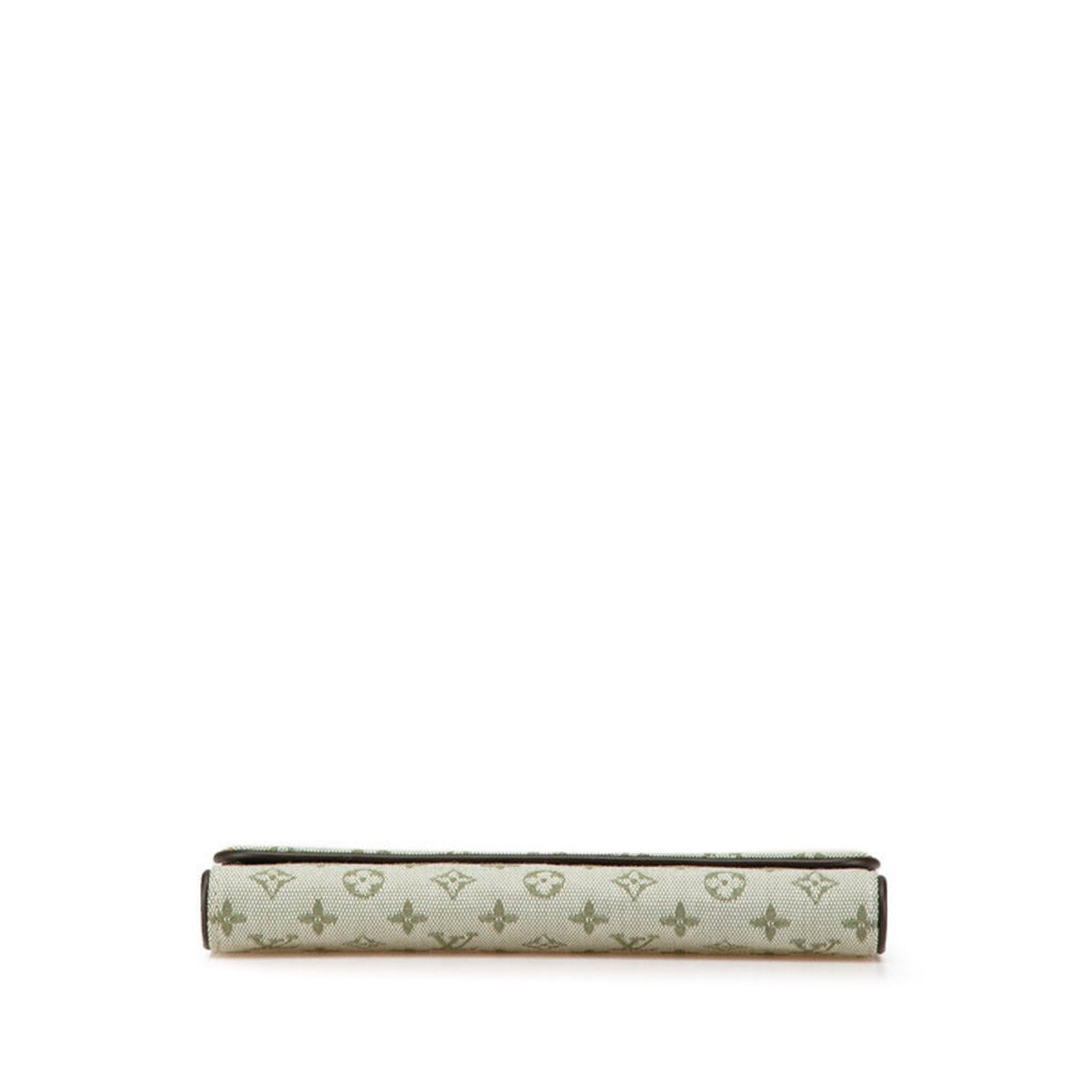Louis Vuitton Brown Green Canvas Leather Long Wallet