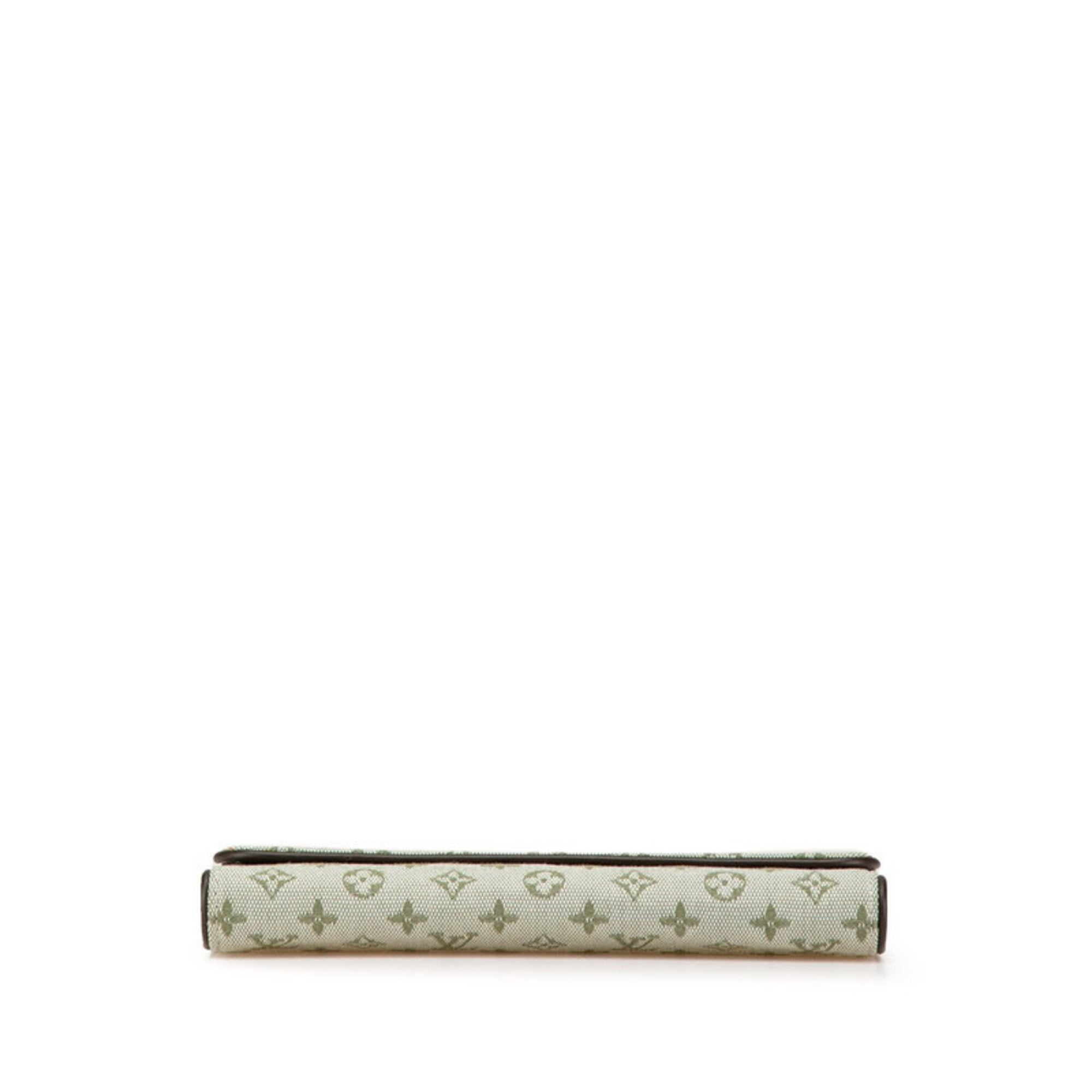 Louis Vuitton Brown Green Canvas Leather Long Wallet