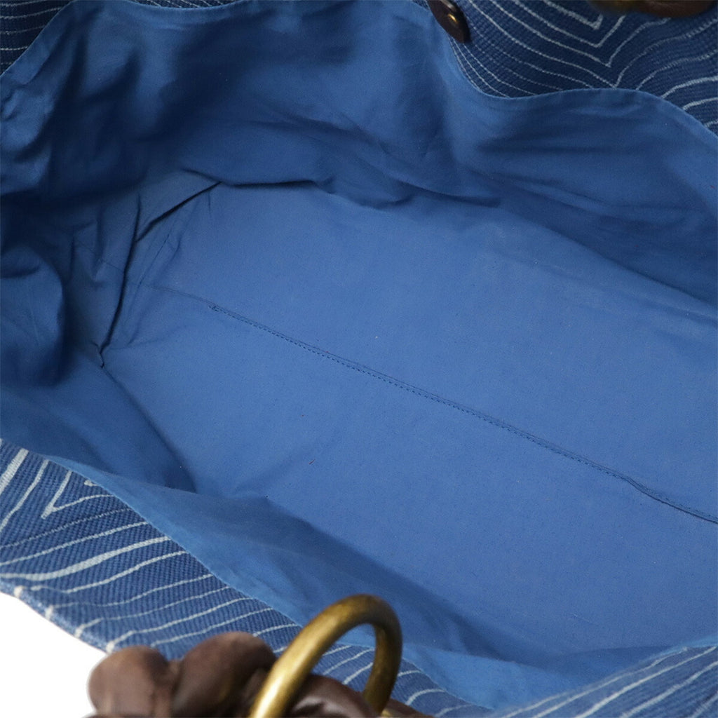 Bottega Veneta Blue Canvas Leather Shoulder Bag Tote Bag